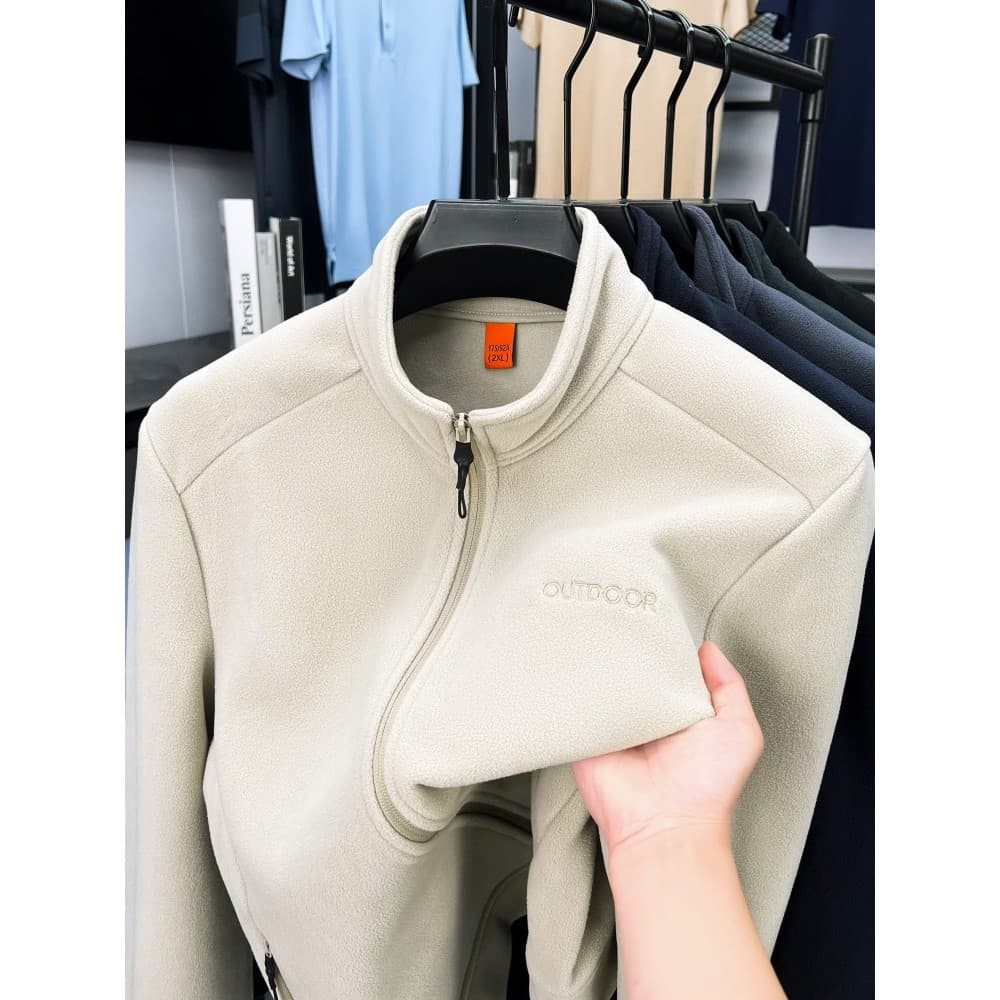 Jaqueta de lã masculina outono inverno ao ar livre quente solto dupla face jaqueta de lã pai de meia-idade outono primav