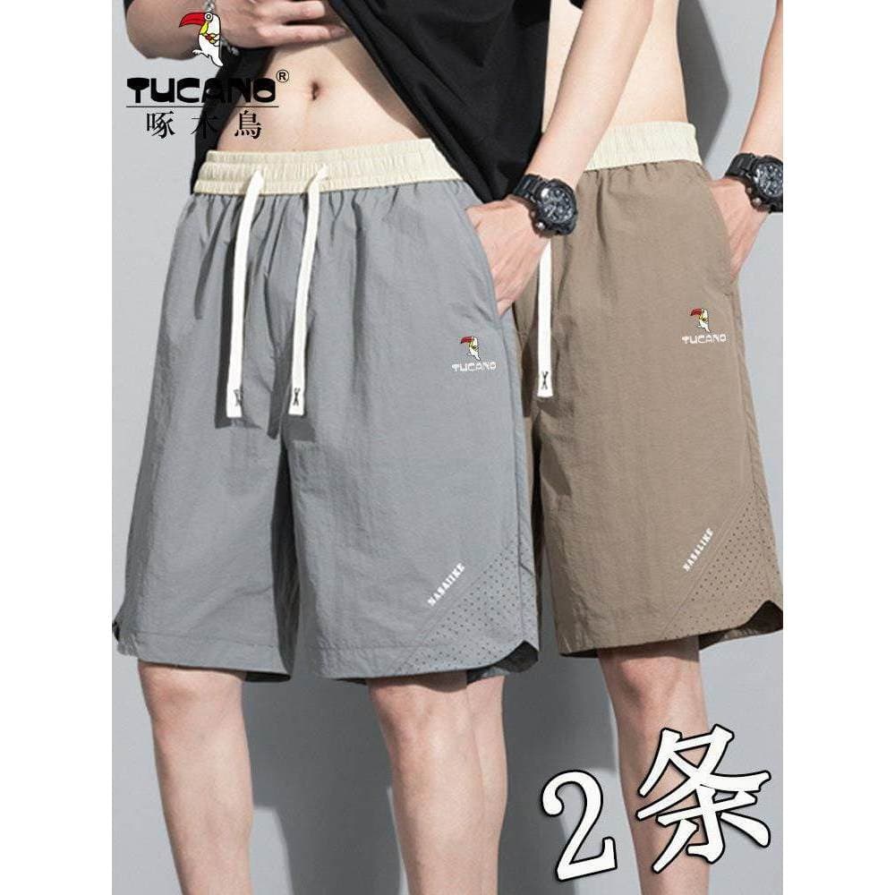 Woodpecker Shorts de seda gelo masculino verão fino Casual calças esportivas na moda solto tamanho grande calças de cinc