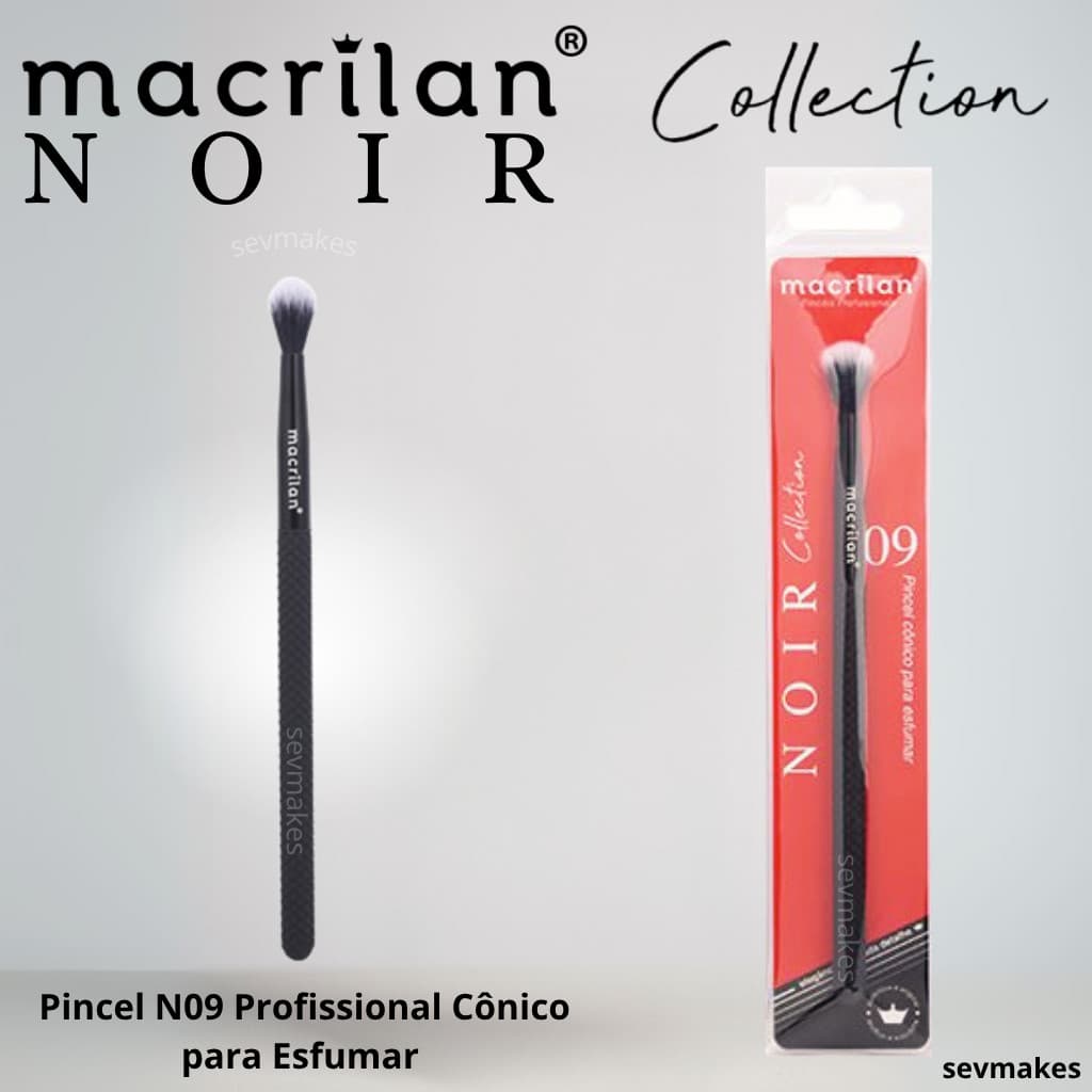 Pincel N09 Profissional Cônico para Esfumar NOIR Collection - MACRILAN