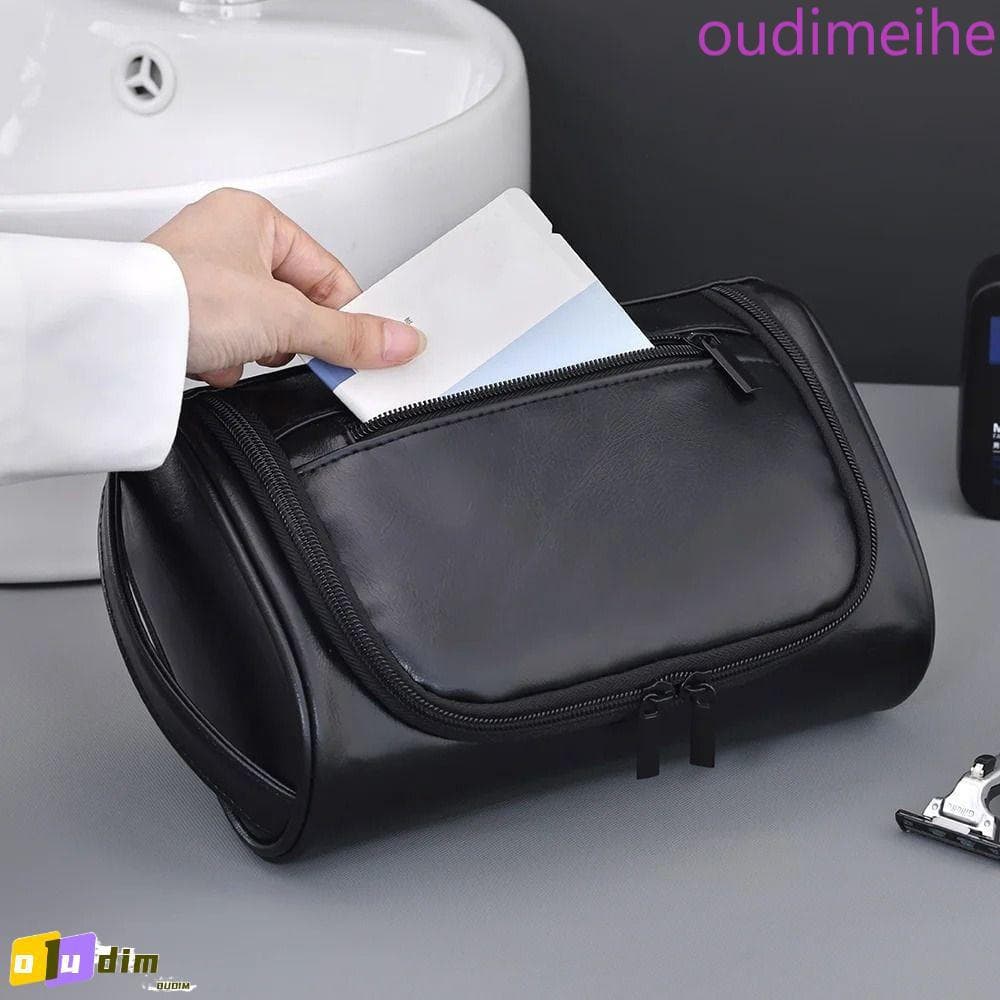 Bolsa De Armazenamento De Cosméticos OUDIMEIHE , Com Alça , Higiene Masculina À Prova D'água Maquiagem Portátil De Couro