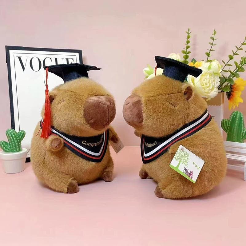 Decorador 23cm Chapéu Médico Capivara Brinquedo De Pelúcia Graduação Bonecas Bonito Animal Plushie Pingente Dos Desenhos