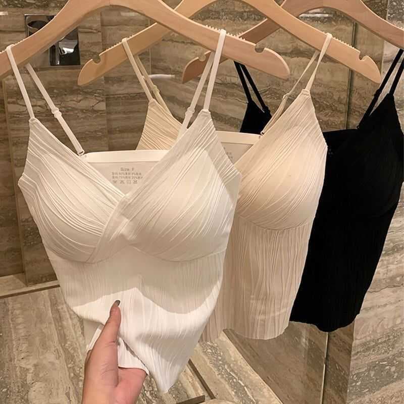 Novo estilo francês estilingue de ondulação de água com almofada no peito roupa interior de uma peça bonito sutiã trasei