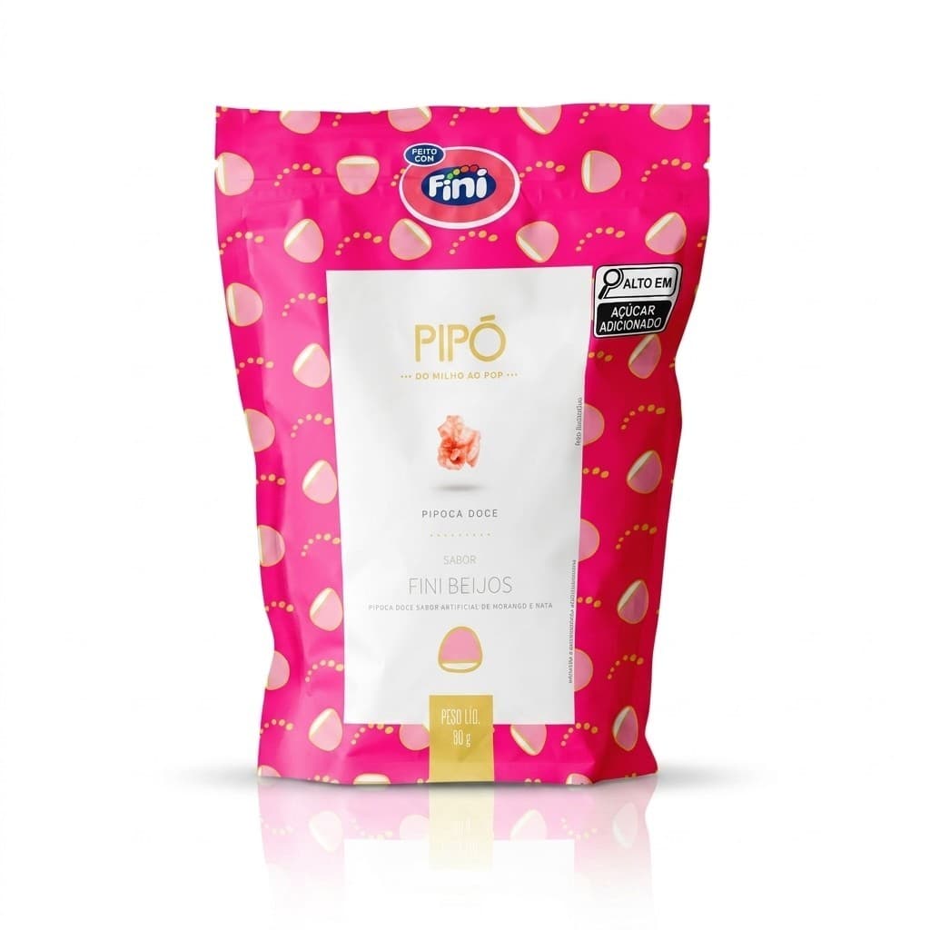 Pipoca Gourmet Pip Doce Fini Beijos 80g Snack Lanche Crocante Frutado Cinema Festa Revenda