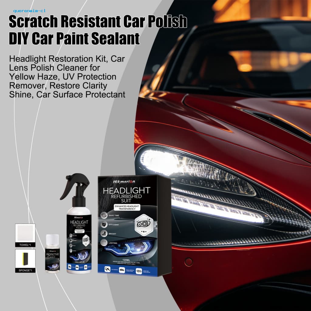 Scratch Repair Polish Resistant Car Headlight Restoration Kit for Cars – Remove Yellow Haze Uv Protection Lens Cleaner