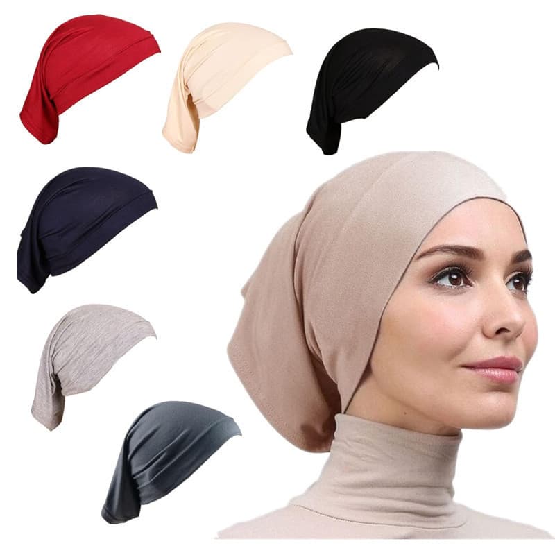 Hijab Muçulmano Boné Feminino Gorro Simples Islâmico Envoltório Underscarf Camisa De Bambu Undercaps