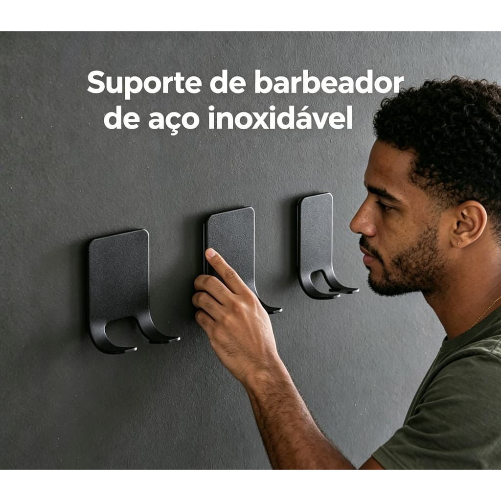 Kit 2 4 Organizador de Aparelho de Barbear em Aço | Suporte com Fita Dupla Face para Gillette e Prestobarba