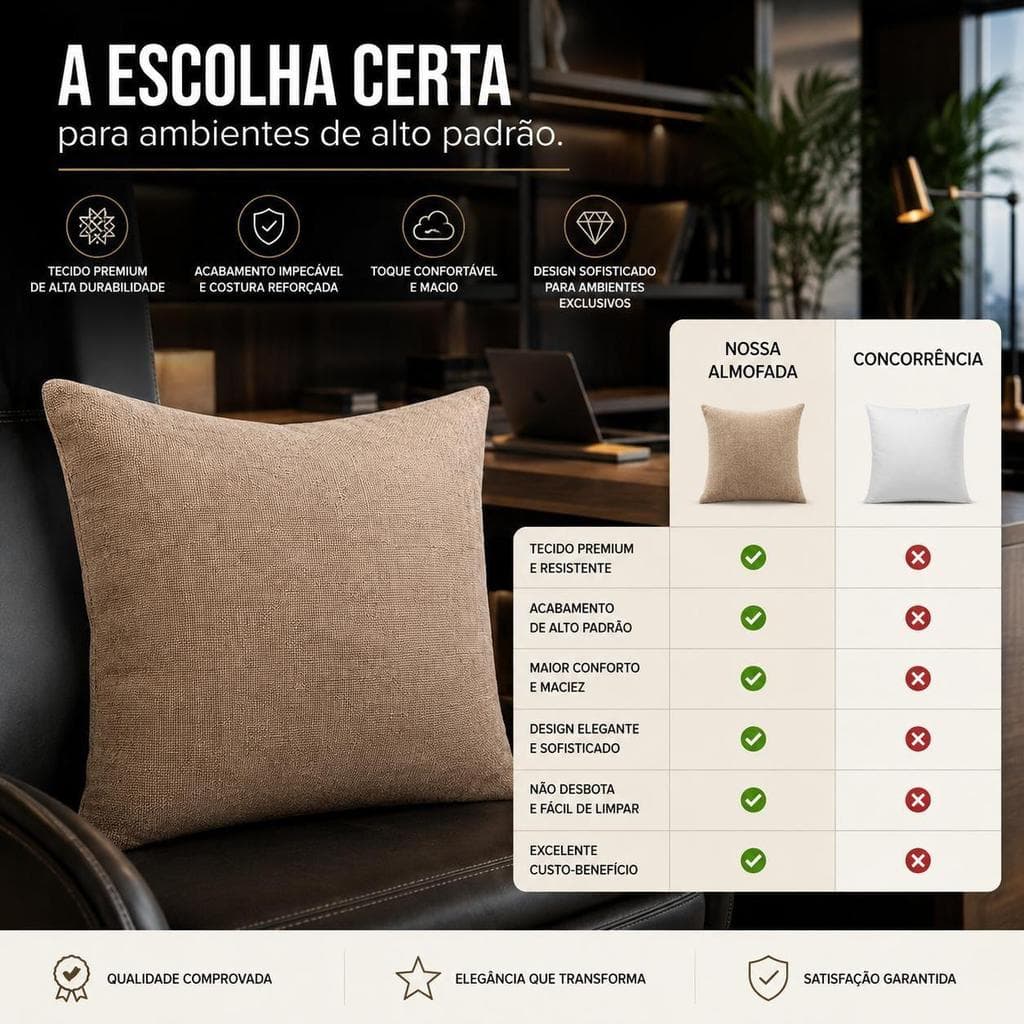 Kit 2 até 4 Capas de Almofadas em Linho 100% Poliéster 45x45 Zíper Invisível Decorativa - Envio Full