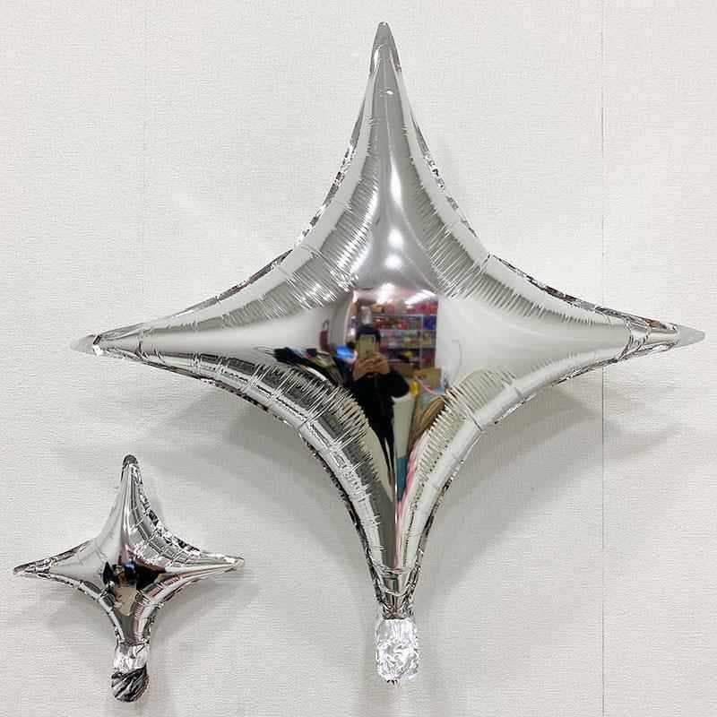 Atmosfera decoração balão estrela de quatro pontas prata estrela filme de alumínio crianças cena de aniversário folha de