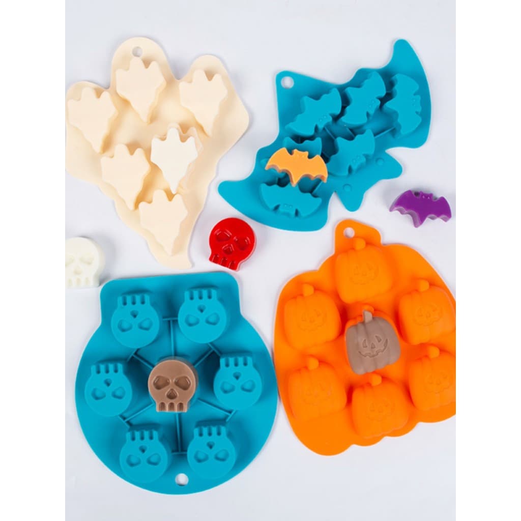 Ning assar Halloween Silicone bandeja de gelo cubo de gelo molde de Chocolate morcego abóbora crânio forma bolo ferramen