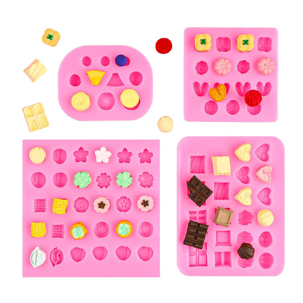 DIY Mini Brinquedo De Comida Chocolate Sobremesa Molde De Silicone Para Pudim De Açúcar Argila Caindo Resina Fogo Pintur