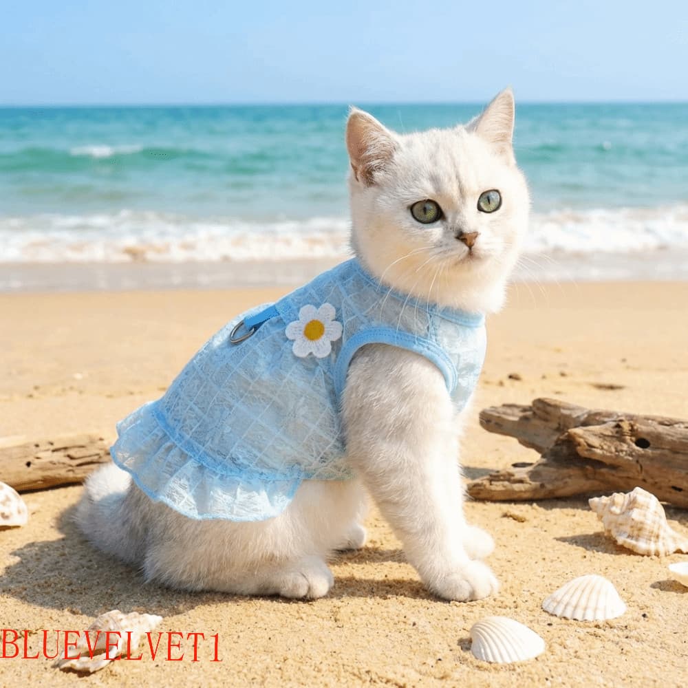 BLUEVELVET1 Vestido Legal Para Cachorro , Mangas Voadoras , Malha Respirável , Colete Estampa Floral , Saia Animais De E