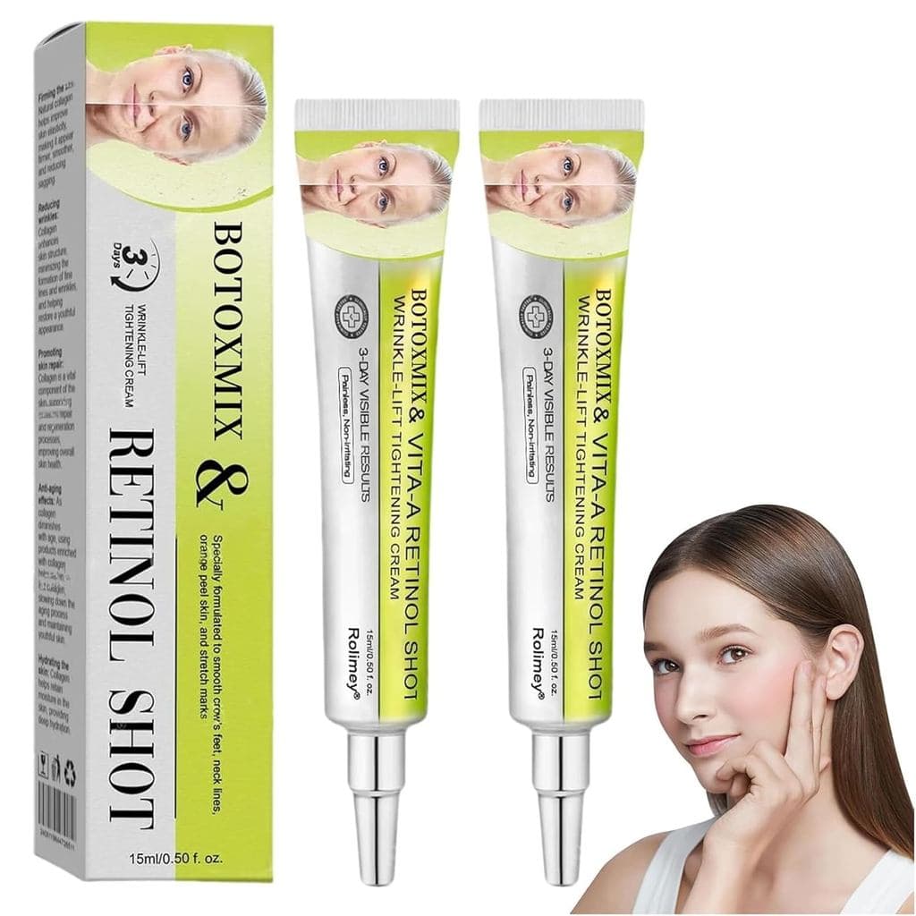 Pacote com 2: Botoxmix & Vita-A Retinol Shot, Creme Firmador Anti-Rugas, Retinóide para Antienvelhecimento, Antirrugas e