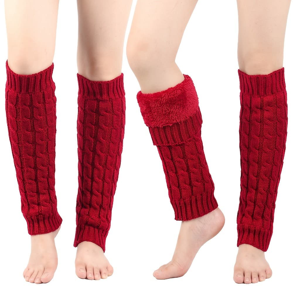 1 Par de Polainas de Inverno Forradas com Lã, Elegantes para Mulheres, Coberturas de Meias Forradas, Botas de Perna Quen
