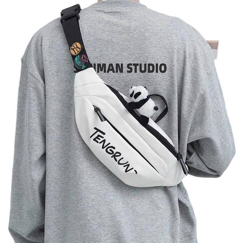Bolsa mensageiro masculina estilo Street Wear na moda bolsa de peito mochila masculina de cintura esportiva bolsa