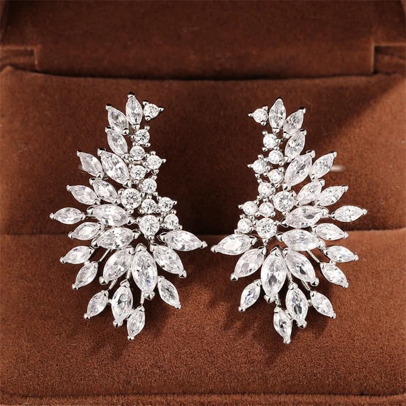 925 Agulha De Prata Espumante Feminino Zircônia Cúbica Brincos Lindo Festa De Casamento Moda Orelha Piercing Acessórios