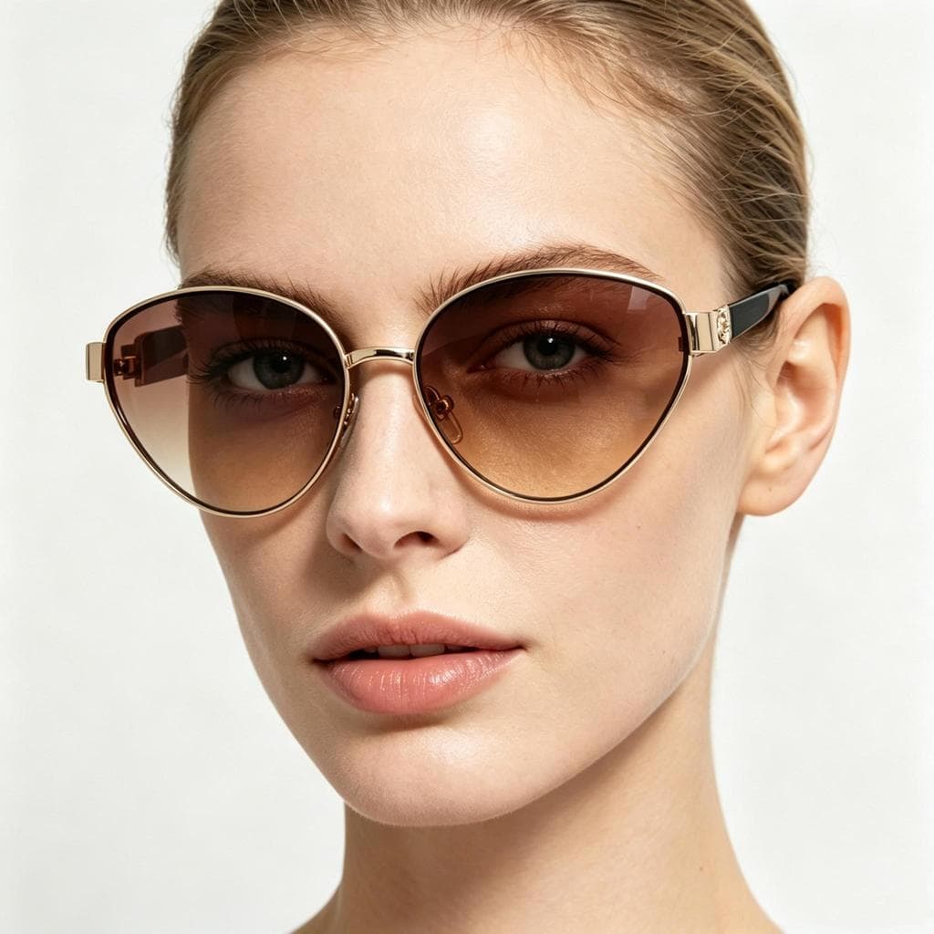 Óculos de Sol Feminino Estilo Gatinho com Lente Degradê e Armação Metálica – Fashion para Praia