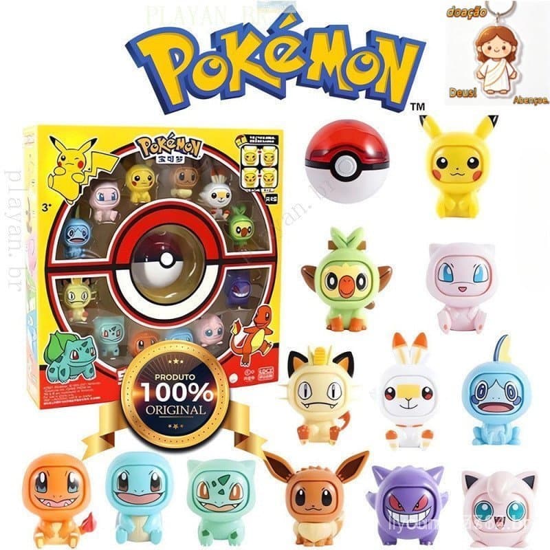 Brinquedo de Pokémon Pokebola Pikachu Charmander Action Figure Boneco Face Changing Gifte