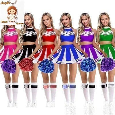 Fantasia de Líder de Torcida Halloween Cosplay Performance de Cheerleader Roupas de Jogo de RPG W7IS M5XN
