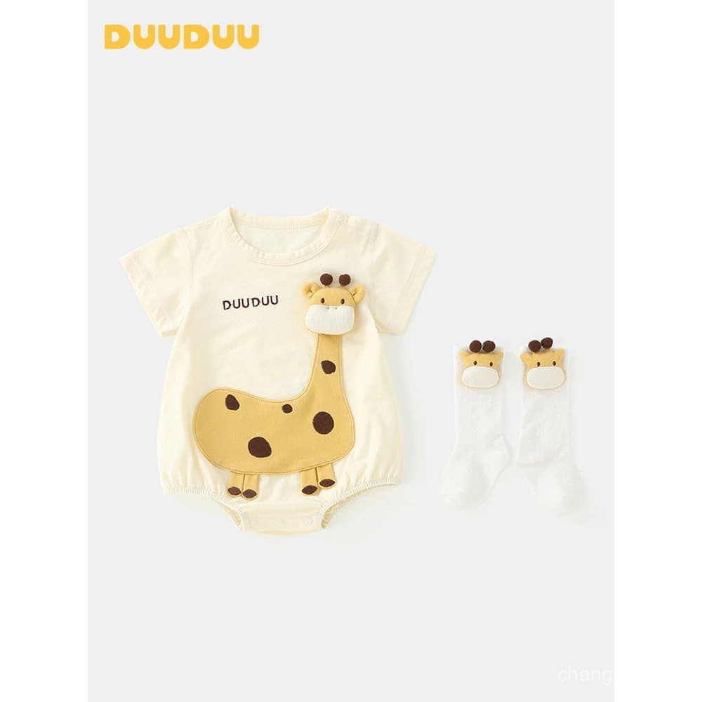 Novo Conjunto de Macacão Super Fofo DUUDUU para Bebês, Roupas de Verão, Macacão de Manga Curta com Estampa de Desenho An