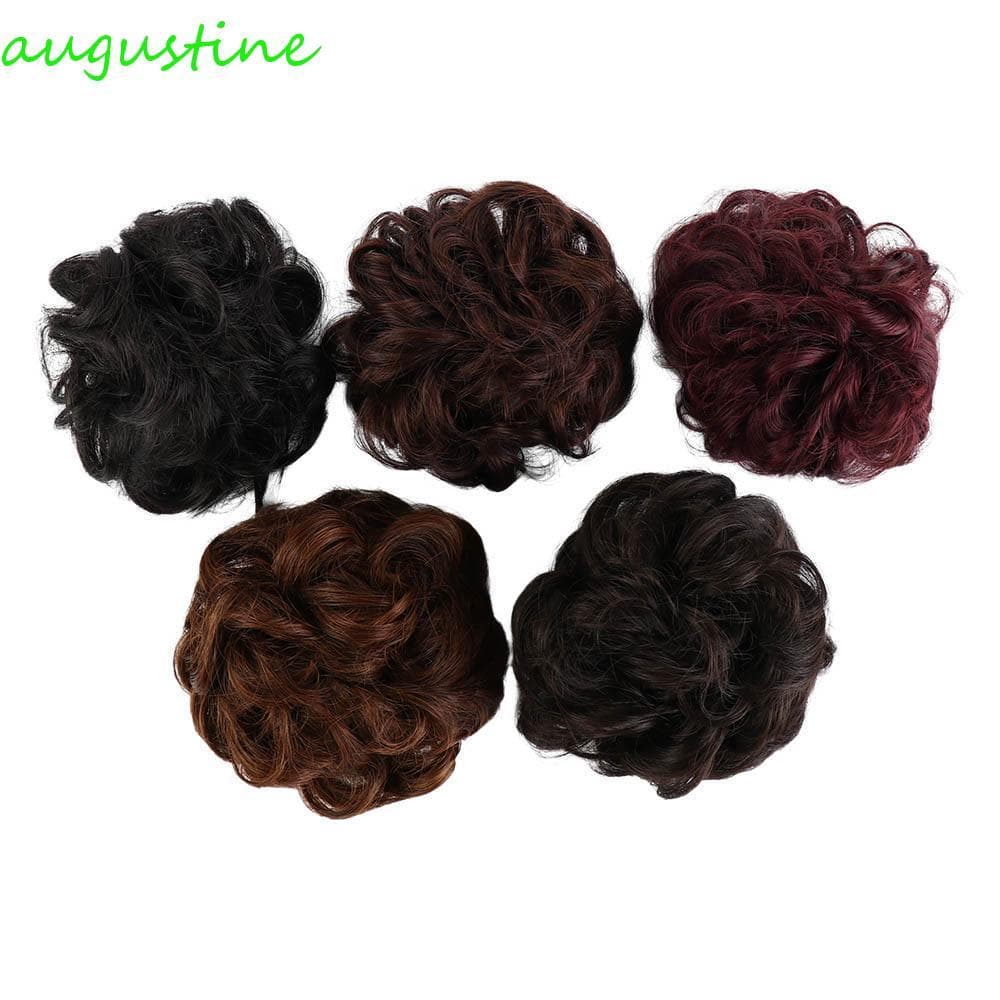 AUGUSTINE Cabelo Sintético Marrom Preto Postiços Faixa De Borracha Falso Encaracolado Elástico