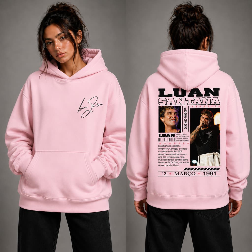 Moletom Biografia Luan Santana Blusa de Frio Canguru Exclusiva Casaco Qualidade Premium perfeito para os dias mais frios
