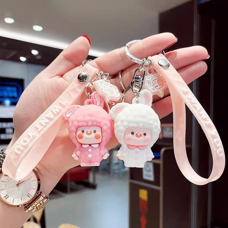 High-End Anti-queda durável urso masculino feminino chaveiro casal dos desenhos animados bonito céu estrelado carro chav