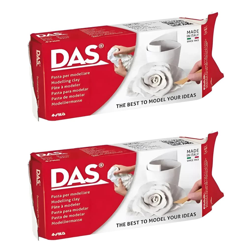 Kit 2 Massas de Modelar BRANCA Cerâmica Fria 500g - DAS - 387000