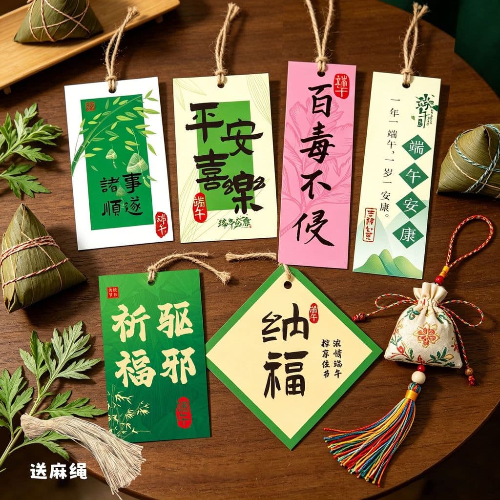 Dragão barco Festival absinto pingente Zongzi Tag cartão de bênção 6 tipos conjunto completo feriado bênção decoração se
