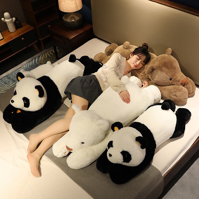 Simulação de dormir Panda urso branco longo travesseiro grande boneca brinquedo dormir travesseiro Ragdoll boneca pelúci