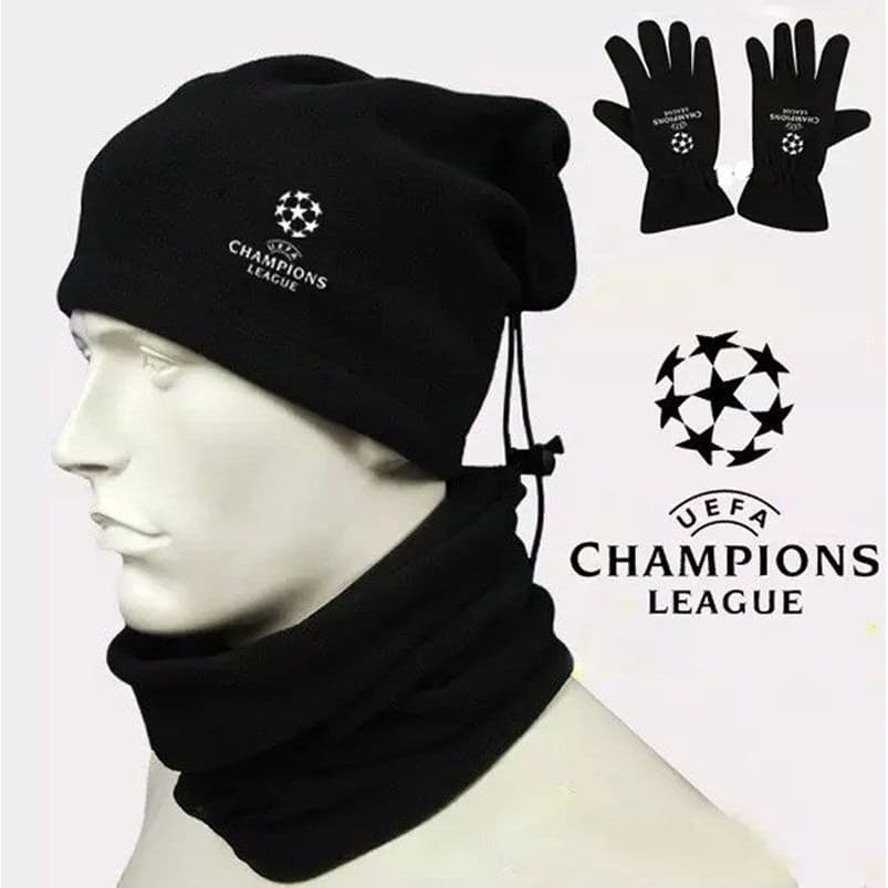 Luvas de Pescoço UEFA Champions League, Chapéu, Luvas de Treinamento Quentes de Inverno, Máscara Esportiva de Futebol, L