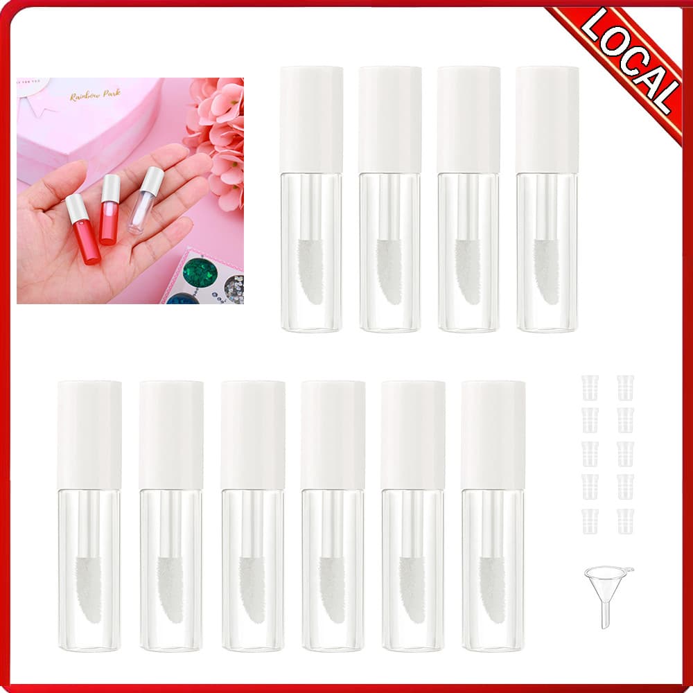 10 Sub-engarrafamento de esmalte labial branco com 10 rolhas internas de borracha + 1 funil pode conter 1.2ml portátil