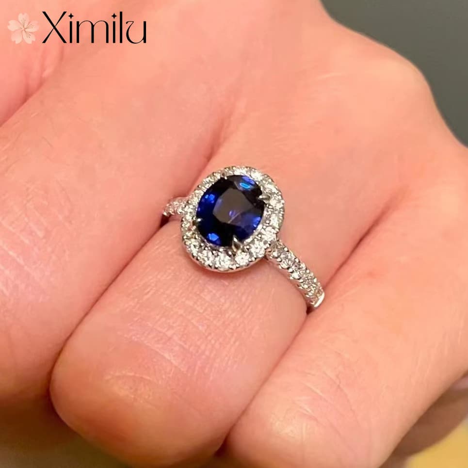 ⭐ Anel de safira de luxo com Design simples Original feminino retrô tanzanita joias de safira