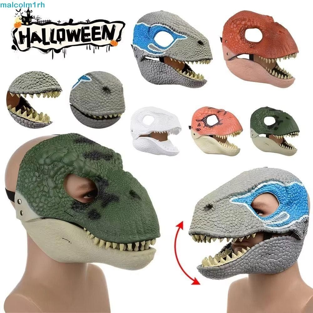 MALCOLM Máscara De Dinossauro De Halloween , Adereços De Cosplay De Boca Aberta , Capacete , Engraçada De Mandíbula Móve