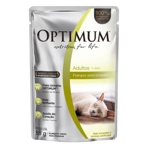Ração Úmida Optimum Sachê para Gatos Adultos sabor Frango 85g