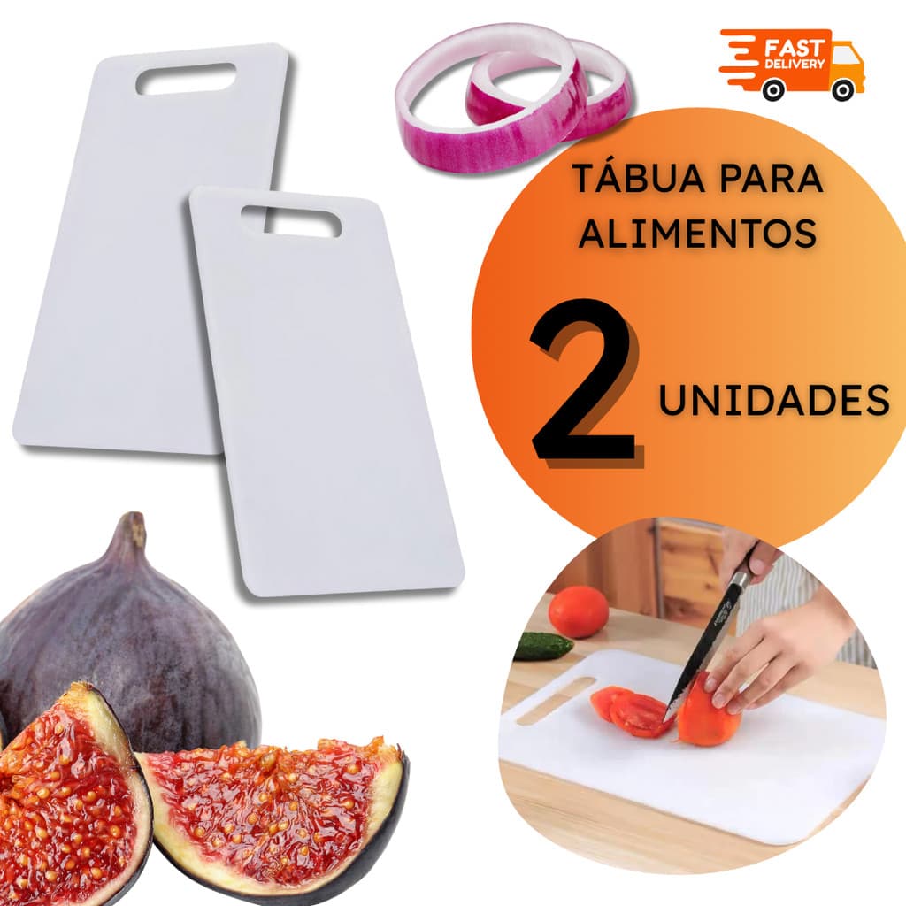 Jogo de Tábuas de Cozinha Tábua Corte Plástico Branca Carne Legumes Verduras - 2, 4 ou 10 unidades