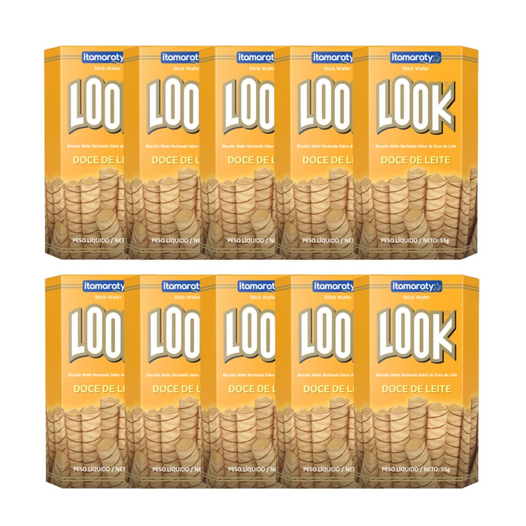 Kit 10 Wafer Recheado Biscoito Doce de Leite Stick Look Tubinho Canudinho 55g Cada Itamaraty