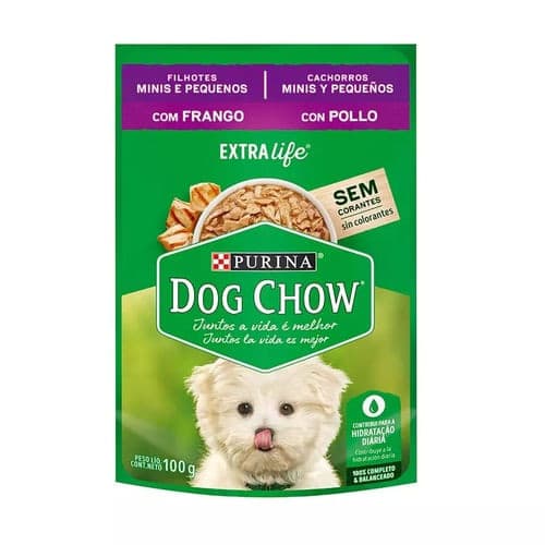 Racao Umida Dog Chow Sache para Caes Filhotes de Racas Pequenas sabor Frango - 100g