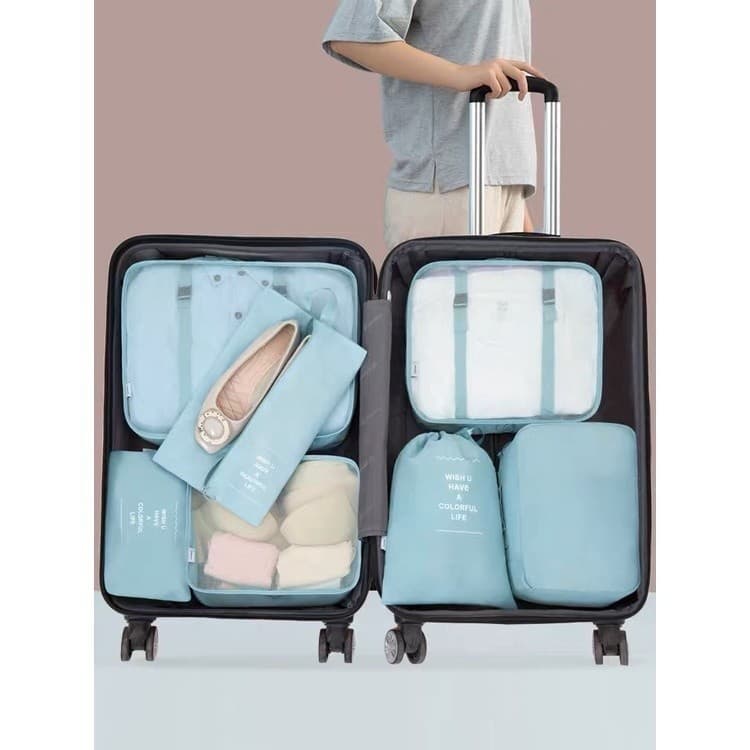 Mala Kit 6 E 7 Peças Com Organizadoras De Viagem Para Roupas Bagagem Sapato Armazenar