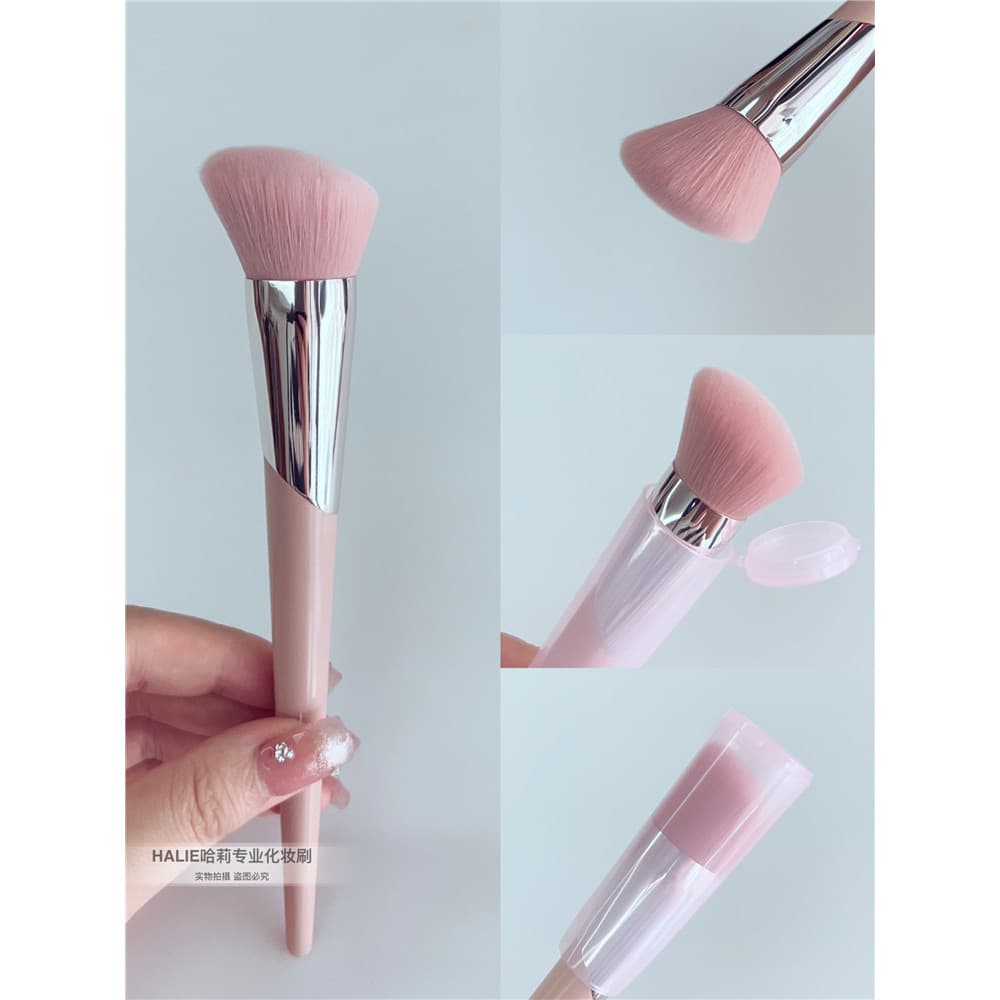 Pincel de contorno oblíquo da série pasta de feijão com tampa Pincel de pó Pincel de Blush de cerdas macias Pincel de ma