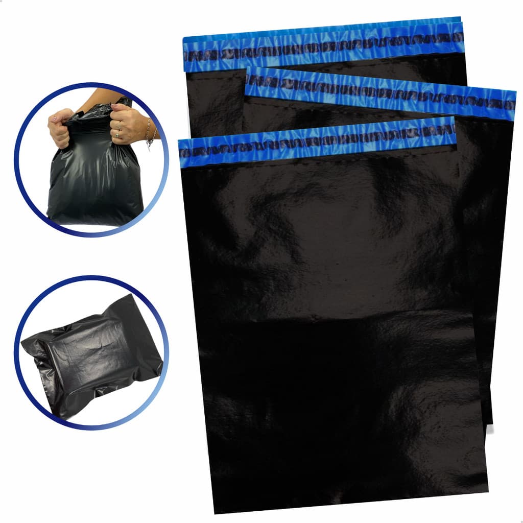 Kit 100 unidades embalagem Saco Inviolável 19x25 Envelope Preto Envios