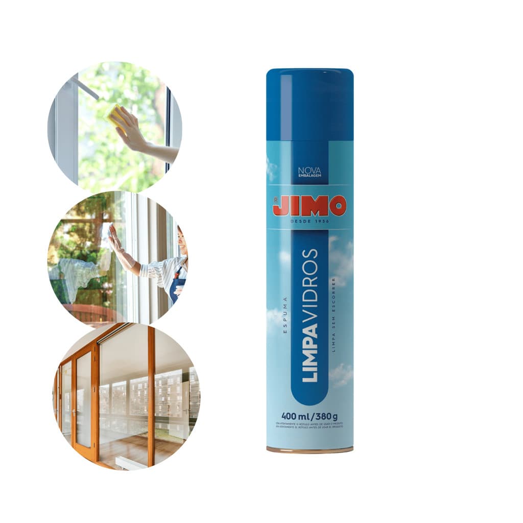 Jimo Limpa Vidros Spray 400ml - Limpeza Sem Enxágue, Superfícies Limpas e Brilhantes