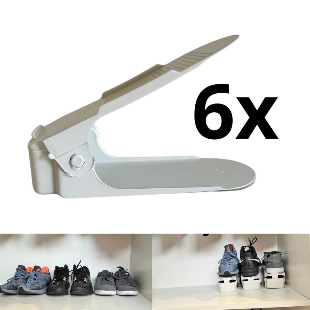 Organizador de Sapatos Branco Regulagem de Altura 6 Unidades