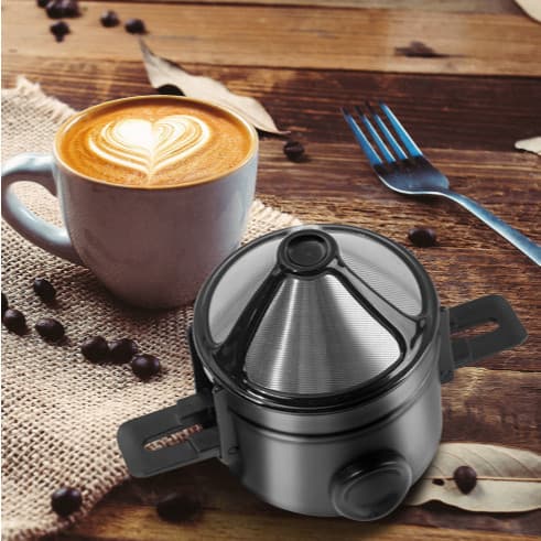 Mini Filtro Café Portátil Coador Reutilizável Com Suporte Dobrável Abas Laterais Chá Cozinha