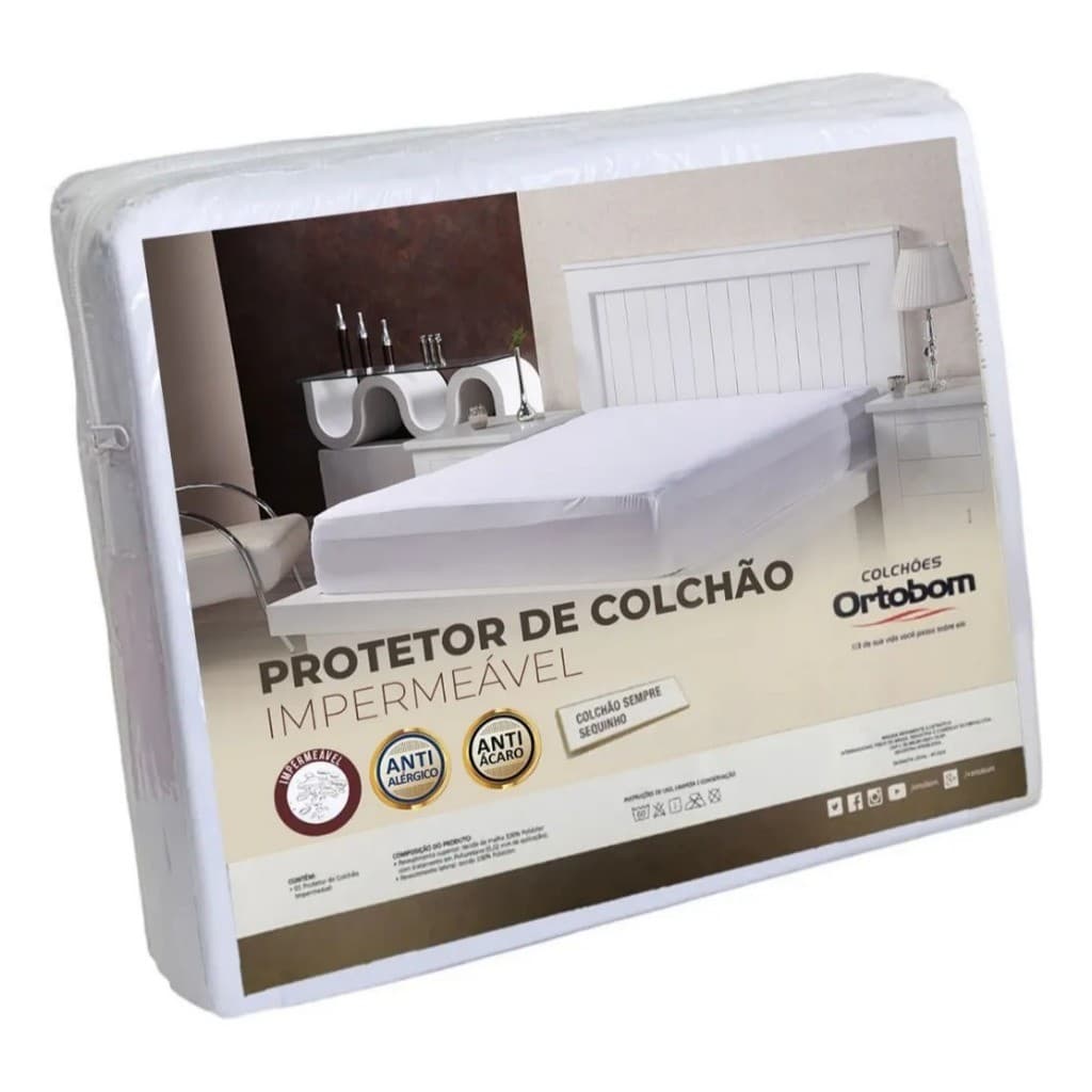 Protetor Colchão Impermeável Ortobom Cor Branco Desenho Do Tecido Liso
