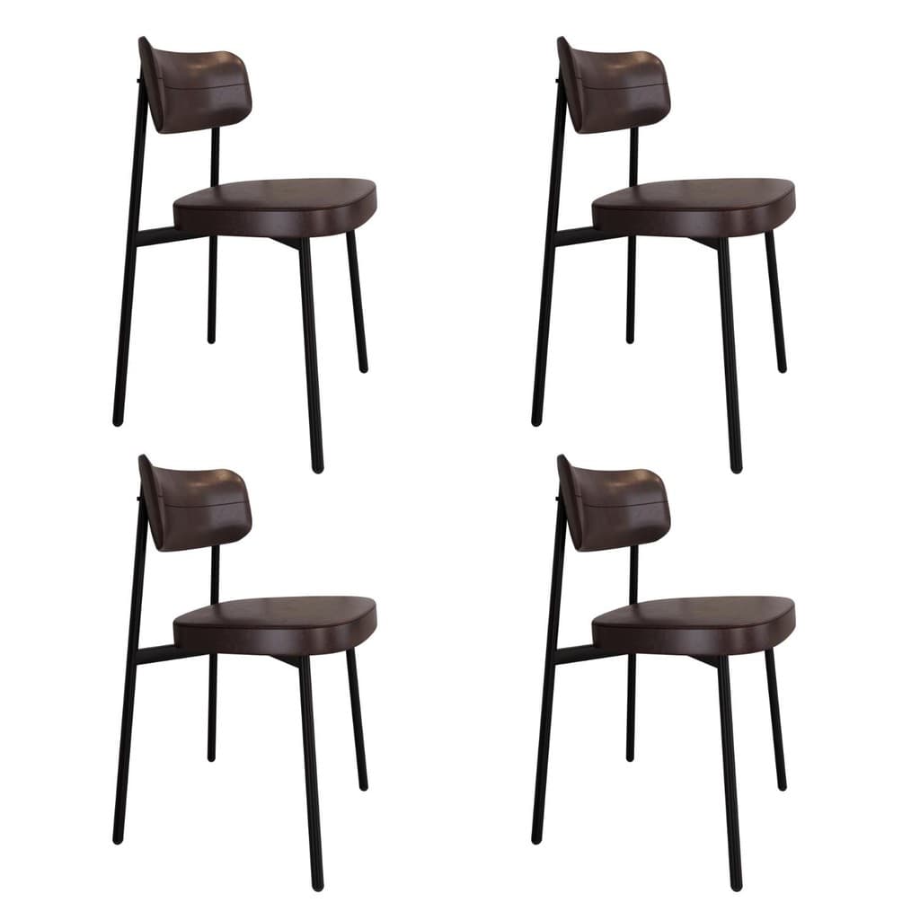 Conjunto 4 Cadeiras de Jantar Alloa Revestimento Sintético Est.Preta