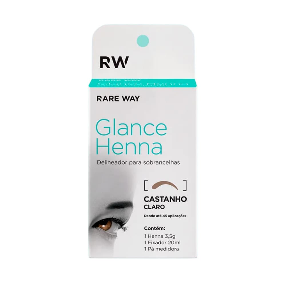 Kit Henna E Fixador Para Sobrancelhas Glance Castanho Claro Rare Way 3,5g