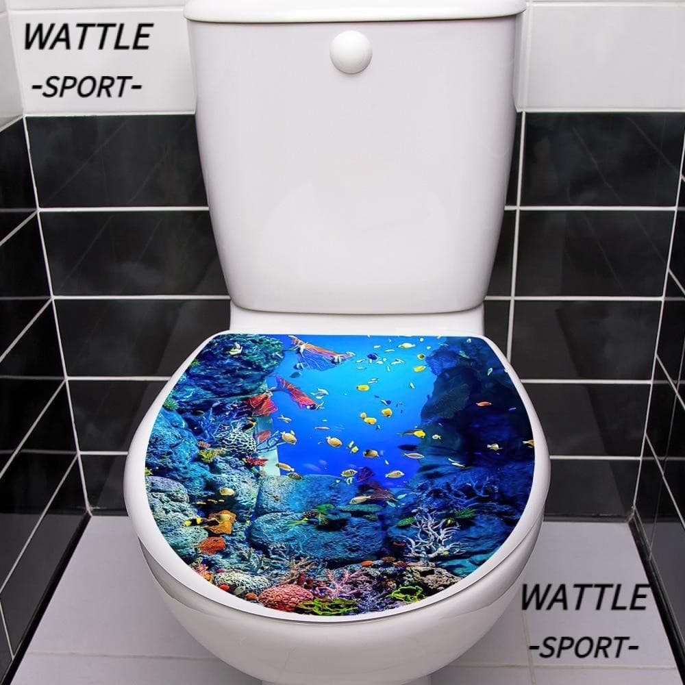 Adesivo para Assento de Vaso Sanitário WATTLE 1pc, Decoração de Banheiro à Prova d'Água com Peixes do Mar GA5W