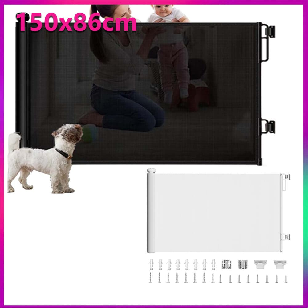 150x86cm Portão Retrátil de Segurança Grade de Proteção Retrátil para Escadas Grade Tela de Proteção Portao Grade