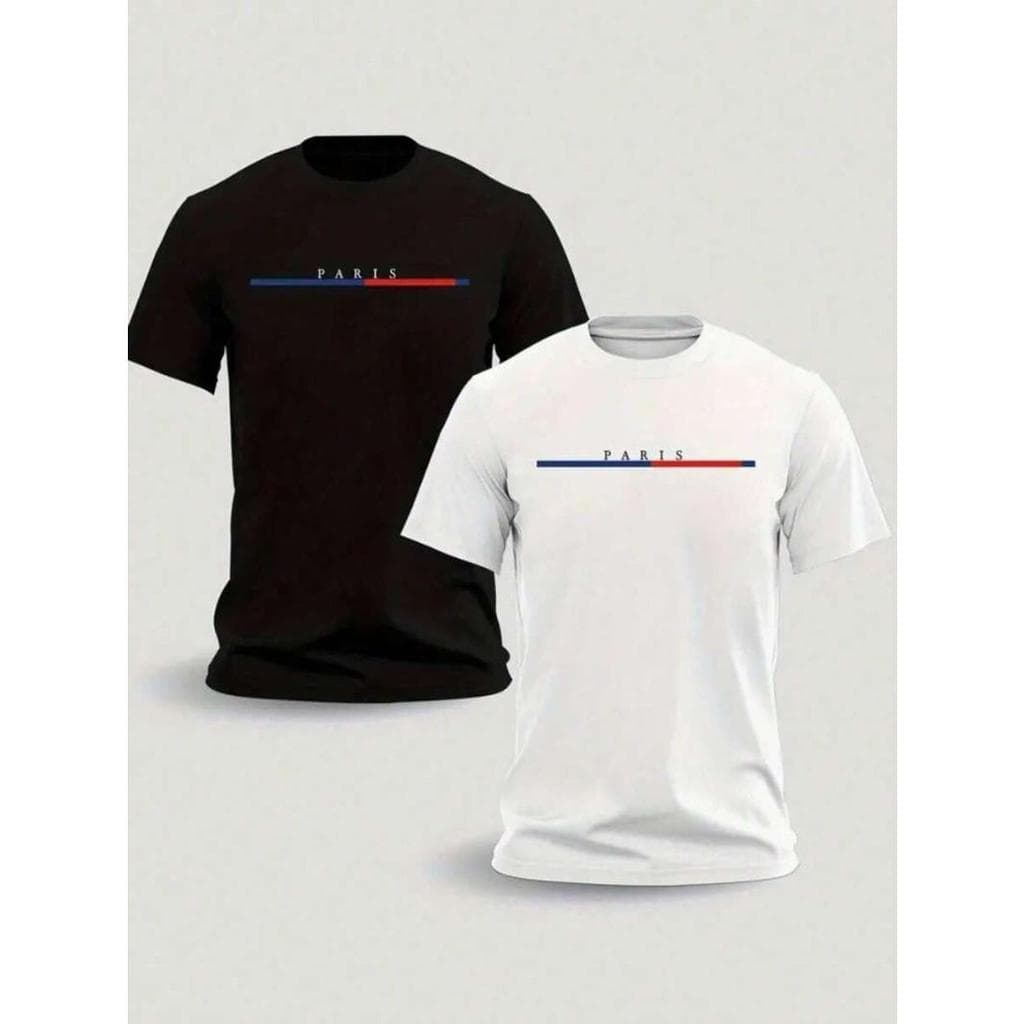 Kit 2 Camisetas Masculinas Paris 100% Algodão Premium Casual Confortável Gola Redonda P GG