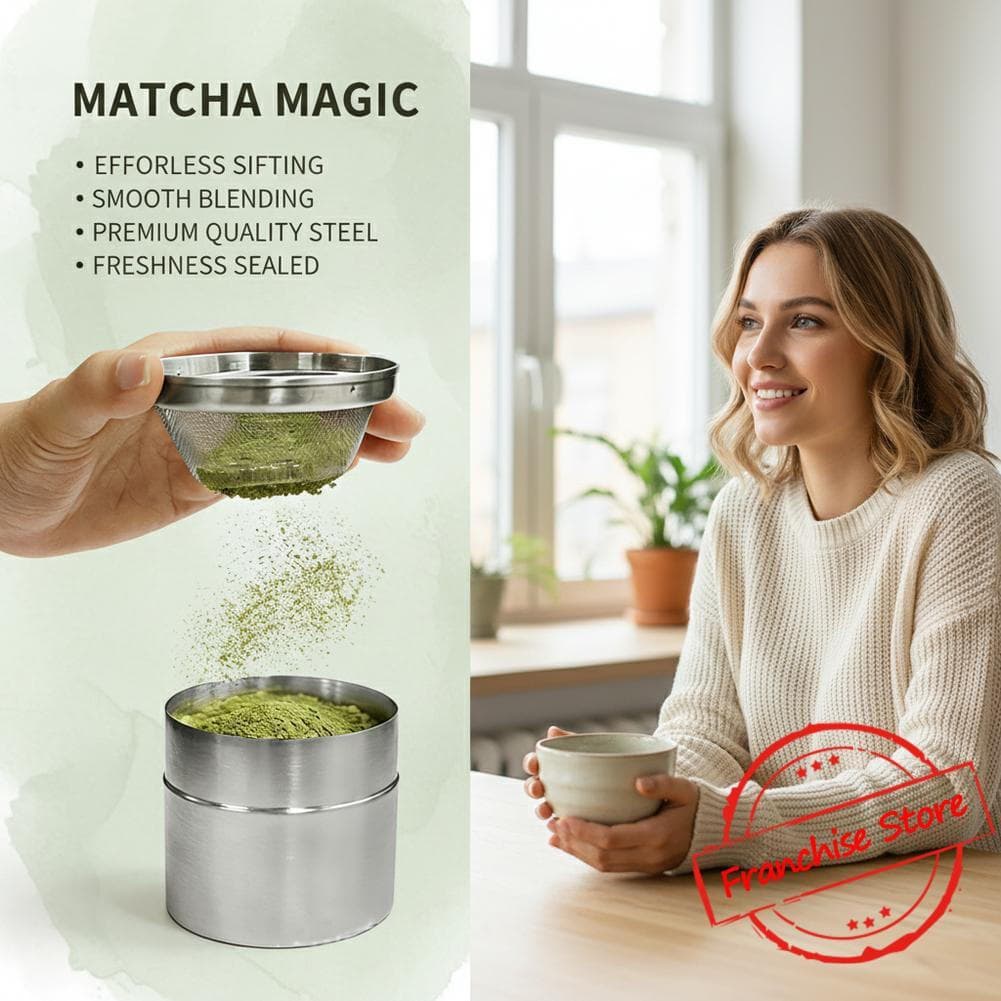 Peneira De Pó Matcha Estilo Japonês E Lata De Armazenamento 300ml Frasco À Prova De Portátil D9D7
